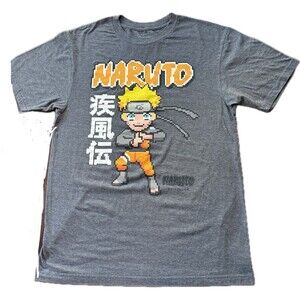 Naruto Shirt Adult LT Dark Heather Gray Casual Shippuden Anime Mens T Shirt